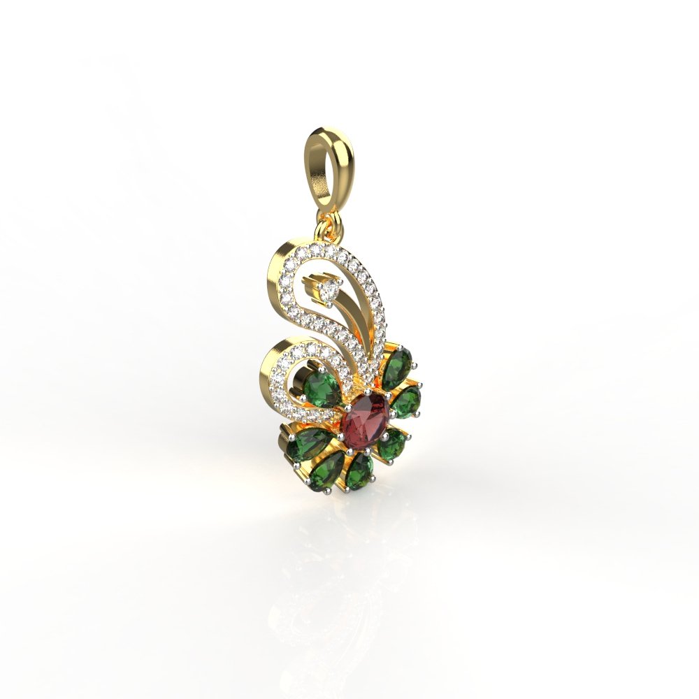 Avarta Jewellery Mystique Flower Pendant With Ruby and Emerald Secondary image