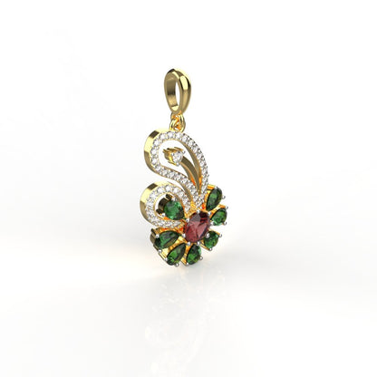 Avarta Jewellery Mystique Flower Pendant With Ruby and Emerald