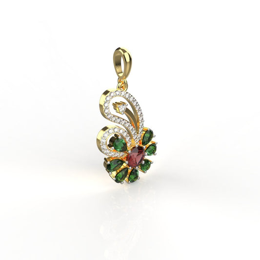 Avarta Jewellery Mystique Flower Pendant With Ruby and Emerald