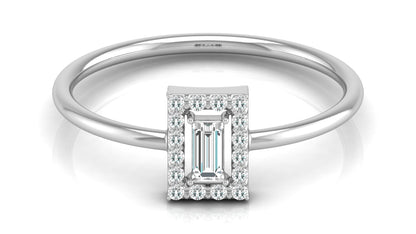 Emerald Cut Halo Diamond Ring in 9K | 14K | 18K BIS Hallmarked Yellow, Rose & White Gold with Certified Lab Grown Diamonds, Luxury Designer Jewellery by Avarta
