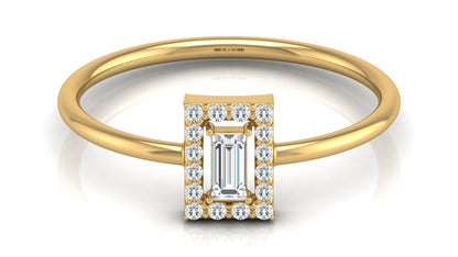 Emerald Cut Halo Diamond Ring in 9K | 14K | 18K BIS Hallmarked Yellow, Rose & White Gold with Certified Lab Grown Diamonds, Luxury Designer Jewellery by Avarta