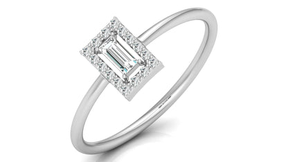 Emerald Cut Halo Diamond Ring in 9K | 14K | 18K BIS Hallmarked Yellow, Rose & White Gold with Certified Lab Grown Diamonds, Luxury Designer Jewellery by Avarta