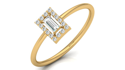 Emerald Cut Halo Diamond Ring in 9K | 14K | 18K BIS Hallmarked Yellow, Rose & White Gold with Certified Lab Grown Diamonds, Luxury Designer Jewellery by Avarta
