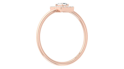 Emerald Cut Halo Diamond Ring in 9K | 14K | 18K BIS Hallmarked Yellow, Rose & White Gold with Certified Lab Grown Diamonds, Luxury Designer Jewellery by Avarta
