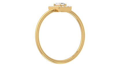 Emerald Cut Halo Diamond Ring in 9K | 14K | 18K BIS Hallmarked Yellow, Rose & White Gold with Certified Lab Grown Diamonds, Luxury Designer Jewellery by Avarta