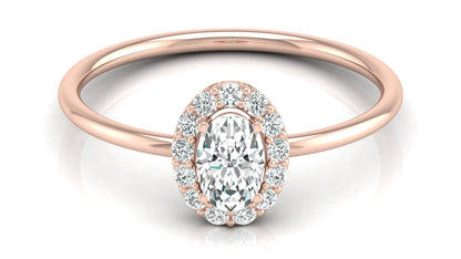Oval Halo Diamond Ring in 9K | 14K | 18K BIS Hallmarked Yellow, Rose & White Gold with Certified Lab Grown Diamonds, Bold Classy Jewellery by Avarta