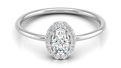 Oval Halo Diamond Ring in 9K | 14K | 18K BIS Hallmarked Yellow, Rose & White Gold with Certified Lab Grown Diamonds, Bold Classy Jewellery by Avarta