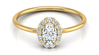 Oval Halo Diamond Ring in 9K | 14K | 18K BIS Hallmarked Yellow, Rose & White Gold with Certified Lab Grown Diamonds, Bold Classy Jewellery by Avarta
