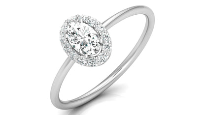Oval Halo Diamond Ring in 9K | 14K | 18K BIS Hallmarked Yellow, Rose & White Gold with Certified Lab Grown Diamonds, Bold Classy Jewellery by Avarta