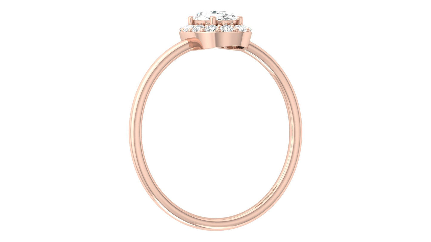 Oval Halo Diamond Ring in 9K | 14K | 18K BIS Hallmarked Yellow, Rose & White Gold with Certified Lab Grown Diamonds, Bold Classy Jewellery by Avarta