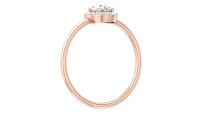 Oval Halo Diamond Ring in 9K | 14K | 18K BIS Hallmarked Yellow, Rose & White Gold with Certified Lab Grown Diamonds, Bold Classy Jewellery by Avarta