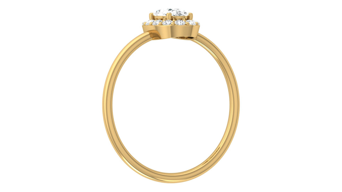 Oval Halo Diamond Ring in 9K | 14K | 18K BIS Hallmarked Yellow, Rose & White Gold with Certified Lab Grown Diamonds, Bold Classy Jewellery by Avarta