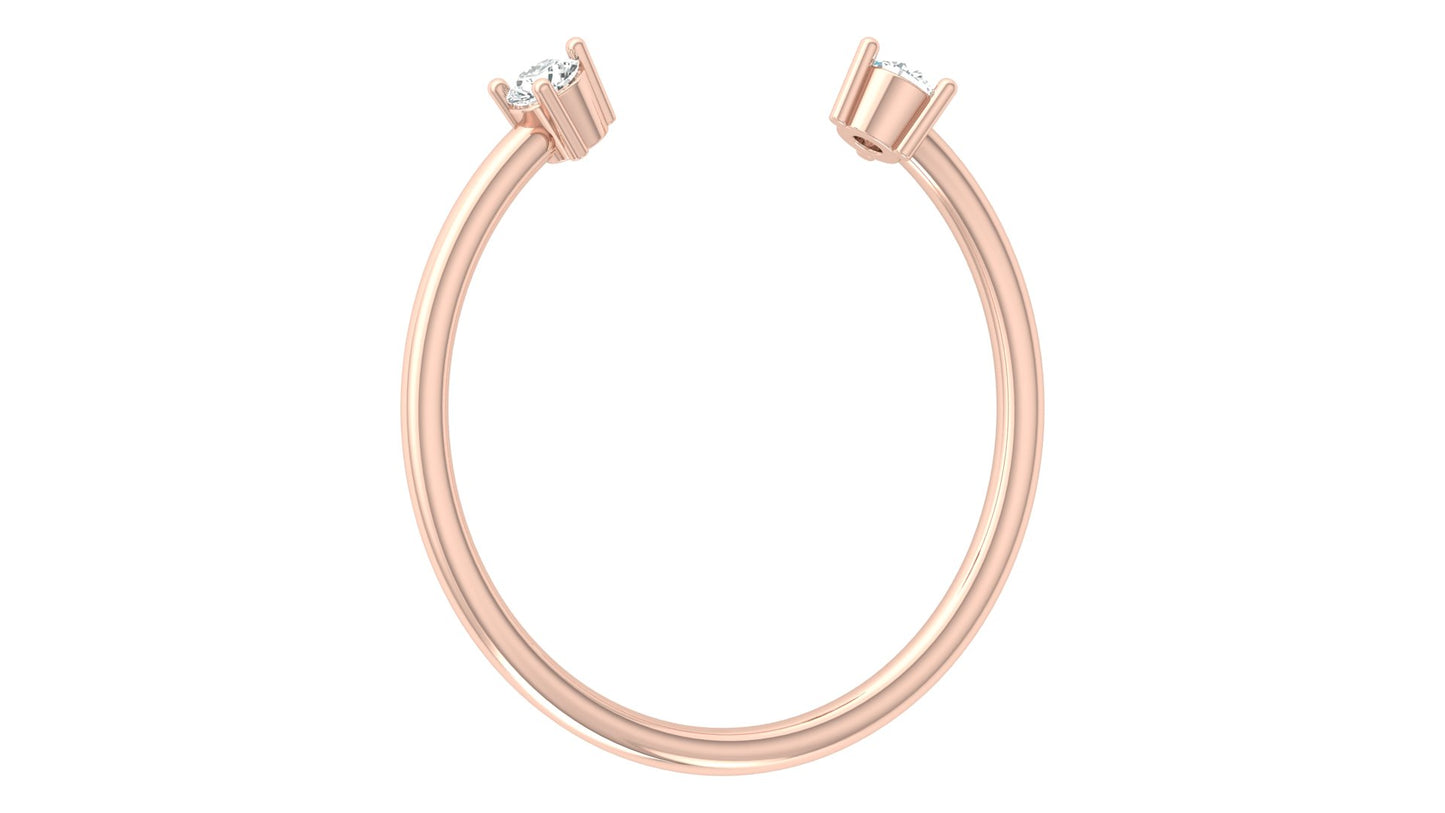 Open‑End Diamond Ring in 9K | 14K | 18K BIS Hallmarked Yellow, Rose & White Gold with Certified Lab Grown Diamonds, Minimalist Luxury Jewellery by Avarta
