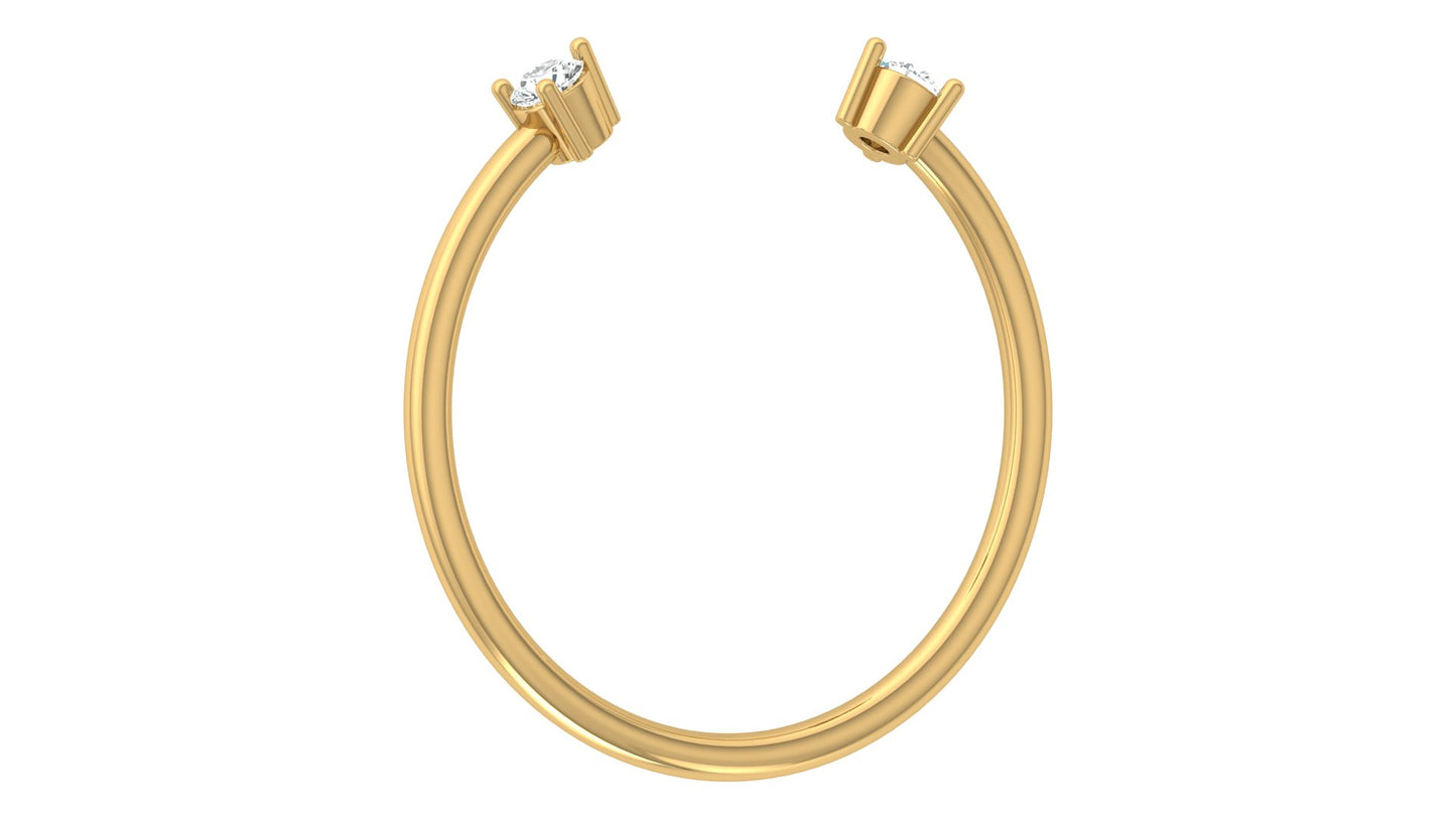 Open‑End Diamond Ring in 9K | 14K | 18K BIS Hallmarked Yellow, Rose & White Gold with Certified Lab Grown Diamonds, Minimalist Luxury Jewellery by Avarta