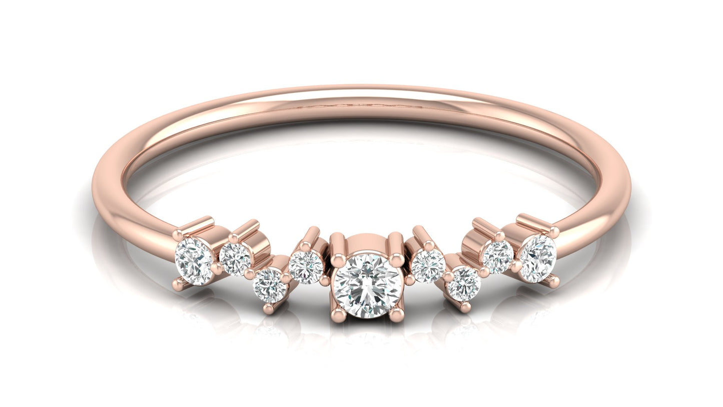Curved Diamond Band Ring in 9K | 14K | 18K Yellow, Rose & White Gold, Luxury Fine Jewellery in Lab Grown Diamonds, Perfect for Daily Wear & Celebrations