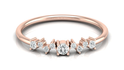 Curved Diamond Band Ring in 9K | 14K | 18K Yellow, Rose & White Gold, Luxury Fine Jewellery in Lab Grown Diamonds, Perfect for Daily Wear & Celebrations