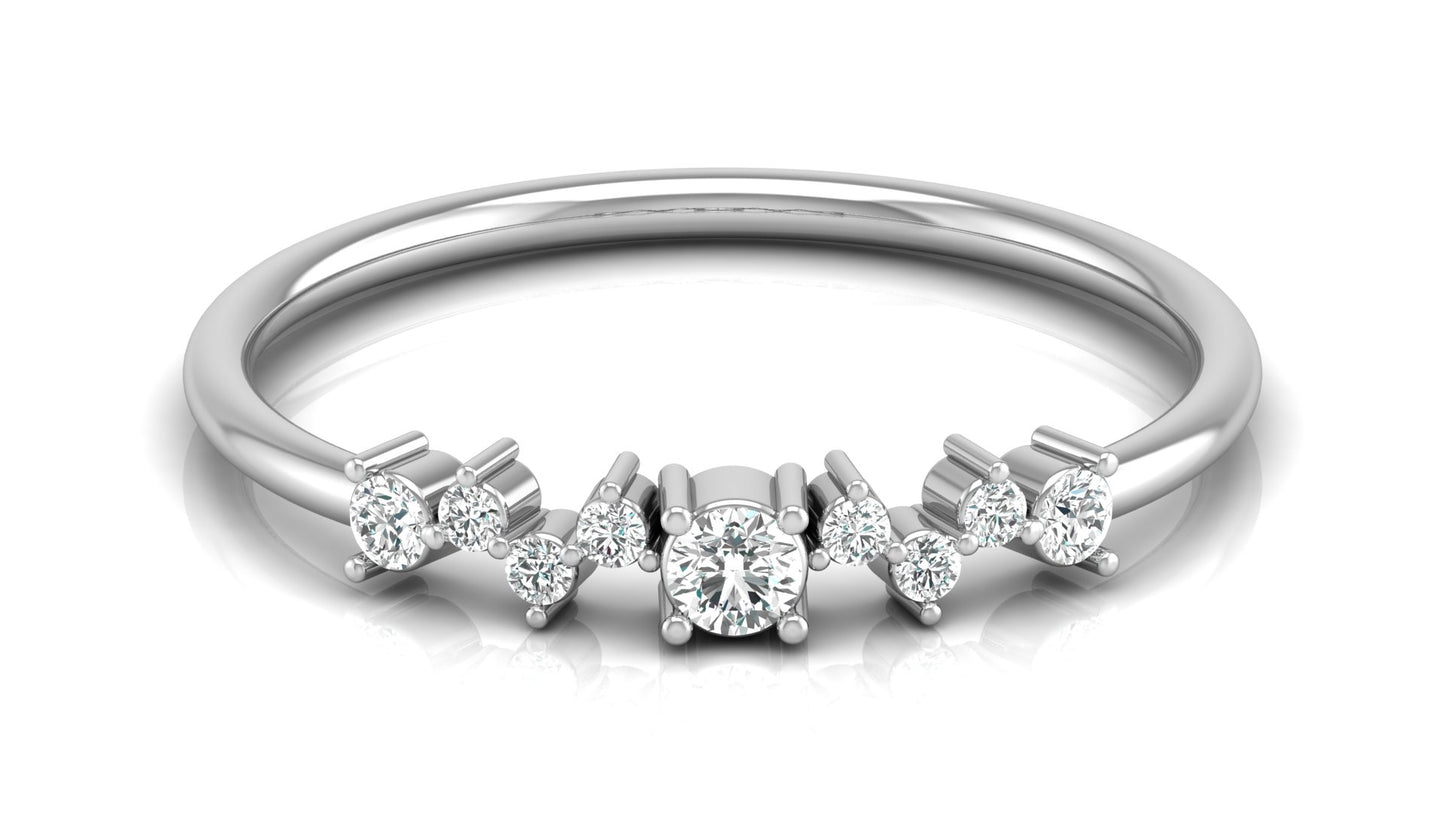 Curved Diamond Band Ring in 9K | 14K | 18K Yellow, Rose & White Gold, Luxury Fine Jewellery in Lab Grown Diamonds, Perfect for Daily Wear & Celebrations