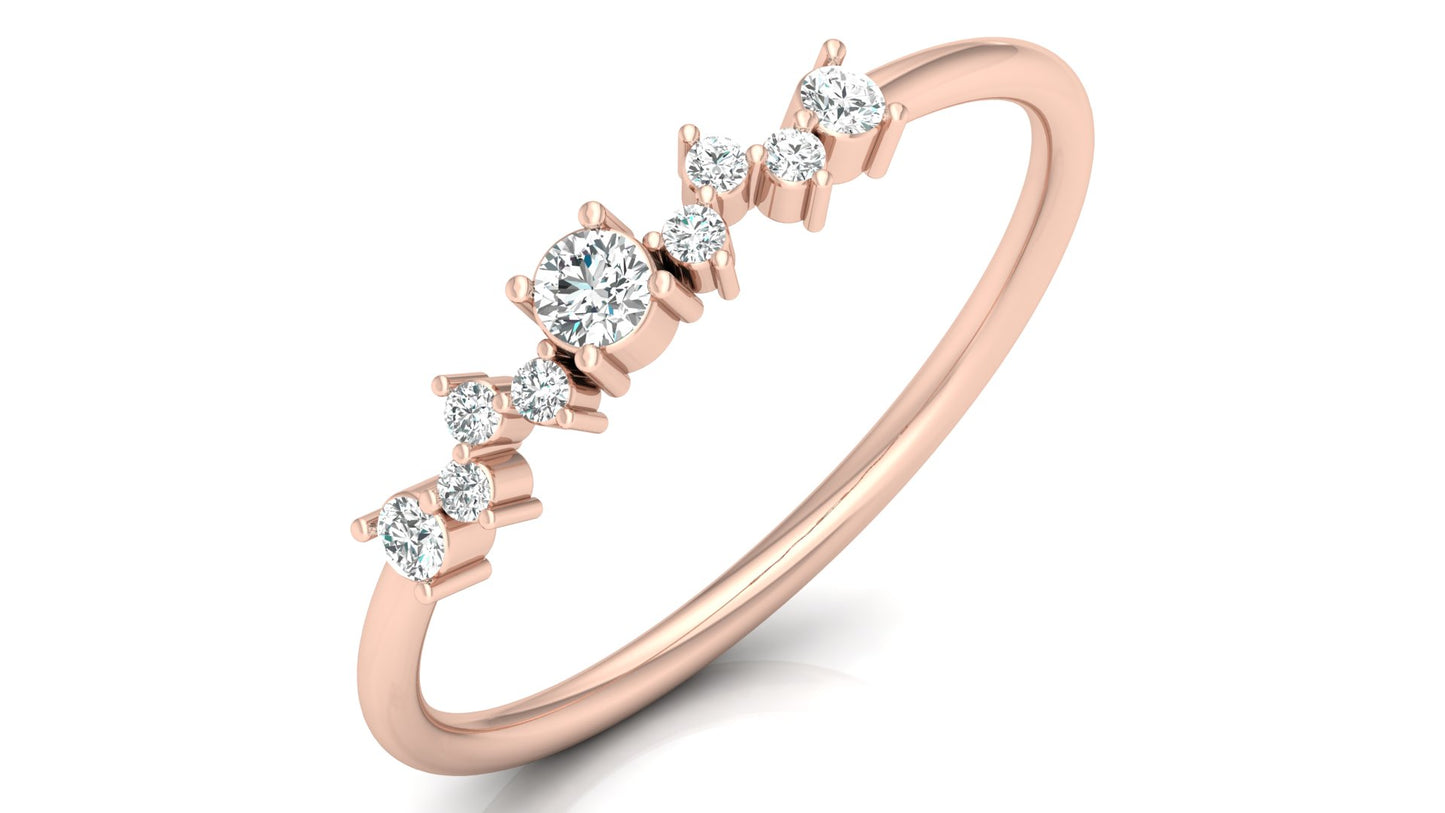 Curved Diamond Band Ring in 9K | 14K | 18K Yellow, Rose & White Gold, Luxury Fine Jewellery in Lab Grown Diamonds, Perfect for Daily Wear & Celebrations