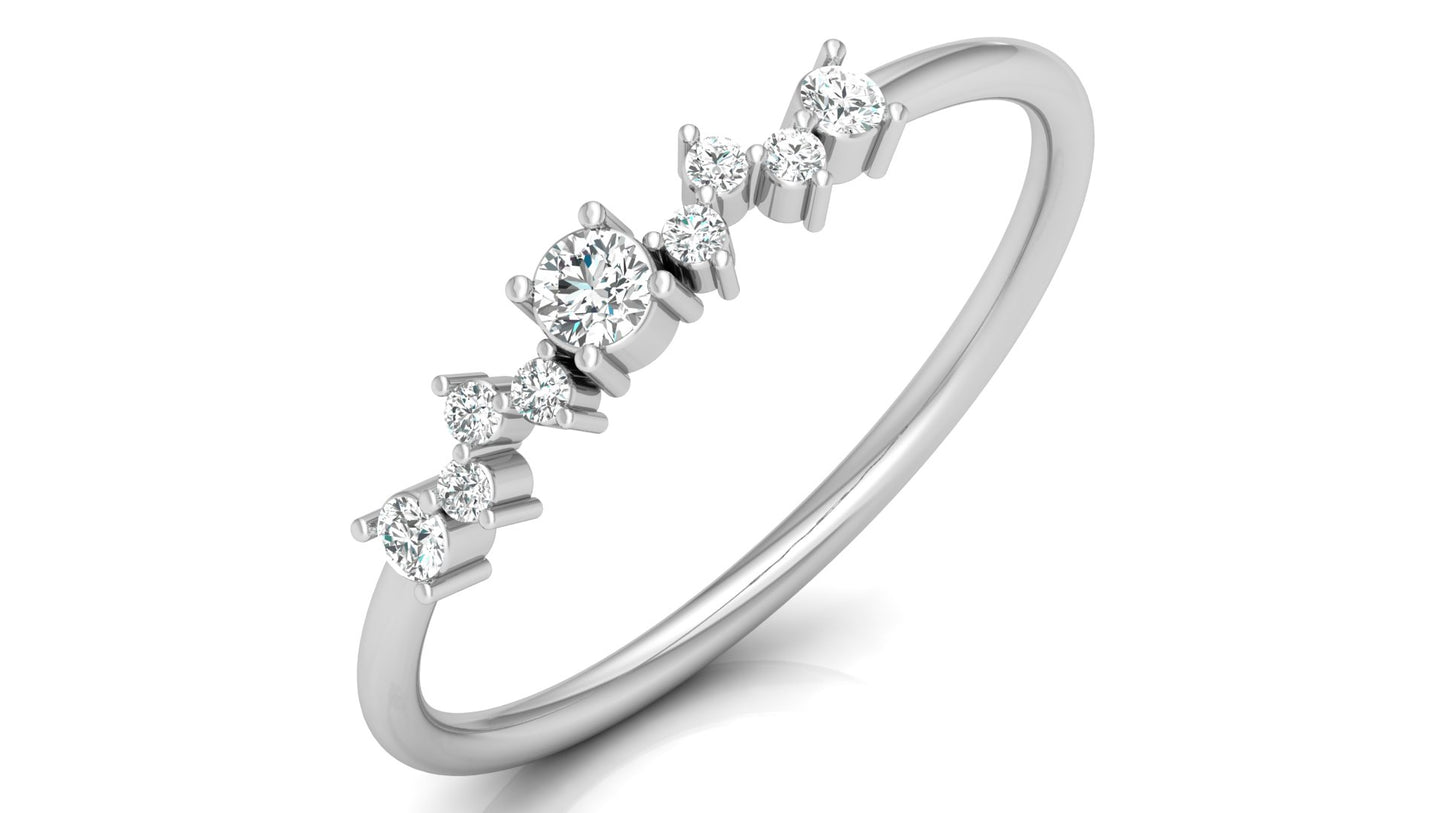 Curved Diamond Band Ring in 9K | 14K | 18K Yellow, Rose & White Gold, Luxury Fine Jewellery in Lab Grown Diamonds, Perfect for Daily Wear & Celebrations