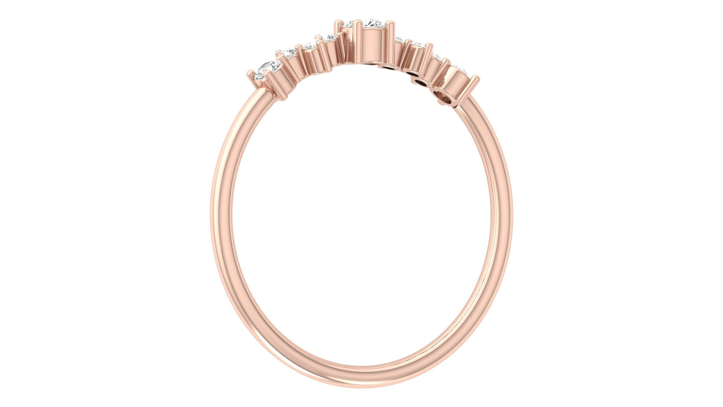 Curved Diamond Band Ring in 9K | 14K | 18K Yellow, Rose & White Gold, Luxury Fine Jewellery in Lab Grown Diamonds, Perfect for Daily Wear & Celebrations
