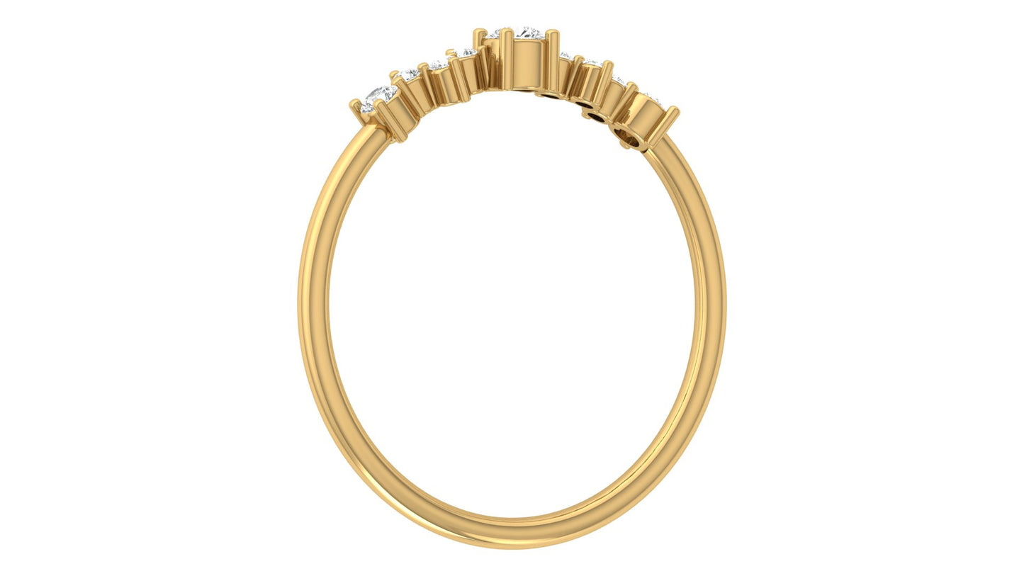 Curved Diamond Band Ring in 9K | 14K | 18K Yellow, Rose & White Gold, Luxury Fine Jewellery in Lab Grown Diamonds, Perfect for Daily Wear & Celebrations