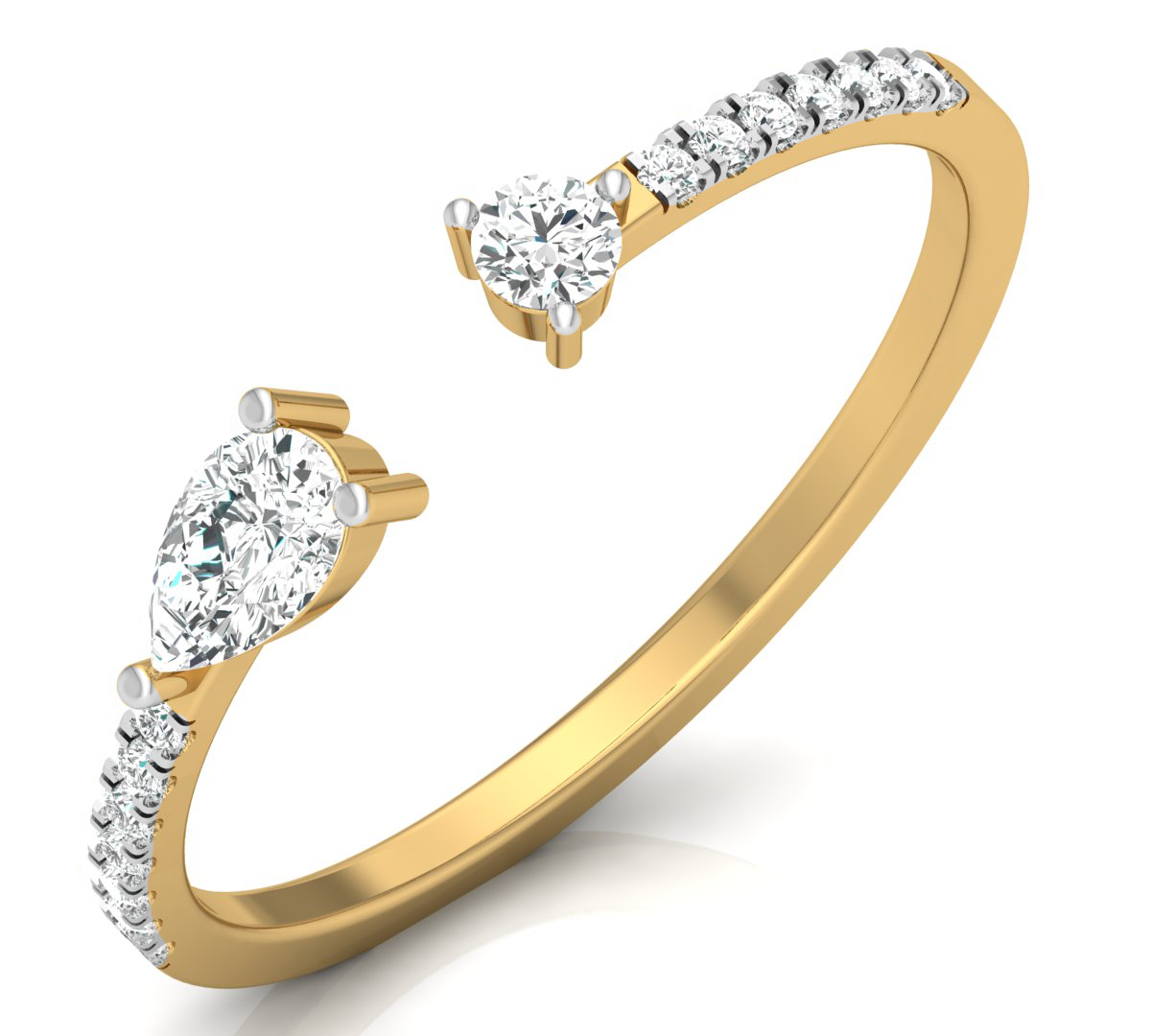 Avarta Jewellery Charismatic 18K Gold Resizable Moissanite Ring Main image