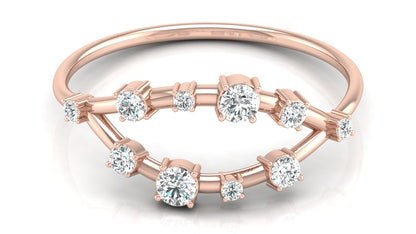 Dual Arc Diamond Ring in 9K | 14K | 18K BIS Hallmarked Yellow, Rose & White Gold with Certified Lab Grown Diamonds, Symphony of Brilliance Jewellery by Avarta
