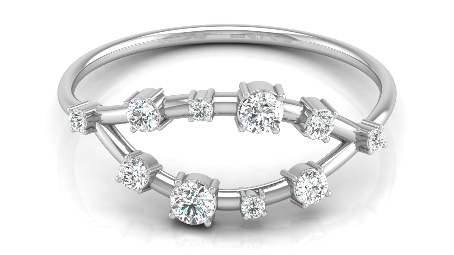 Dual Arc Diamond Ring in 9K | 14K | 18K BIS Hallmarked Yellow, Rose & White Gold with Certified Lab Grown Diamonds, Symphony of Brilliance Jewellery by Avarta