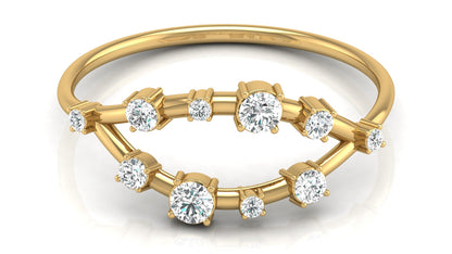 Dual Arc Diamond Ring in 9K | 14K | 18K BIS Hallmarked Yellow, Rose & White Gold with Certified Lab Grown Diamonds, Symphony of Brilliance Jewellery by Avarta
