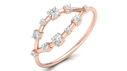 Dual Arc Diamond Ring in 9K | 14K | 18K BIS Hallmarked Yellow, Rose & White Gold with Certified Lab Grown Diamonds, Symphony of Brilliance Jewellery by Avarta