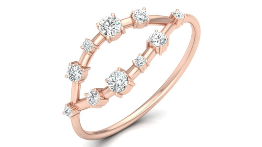 Dual Arc Diamond Ring in 9K | 14K | 18K BIS Hallmarked Yellow, Rose & White Gold with Certified Lab Grown Diamonds, Symphony of Brilliance Jewellery by Avarta