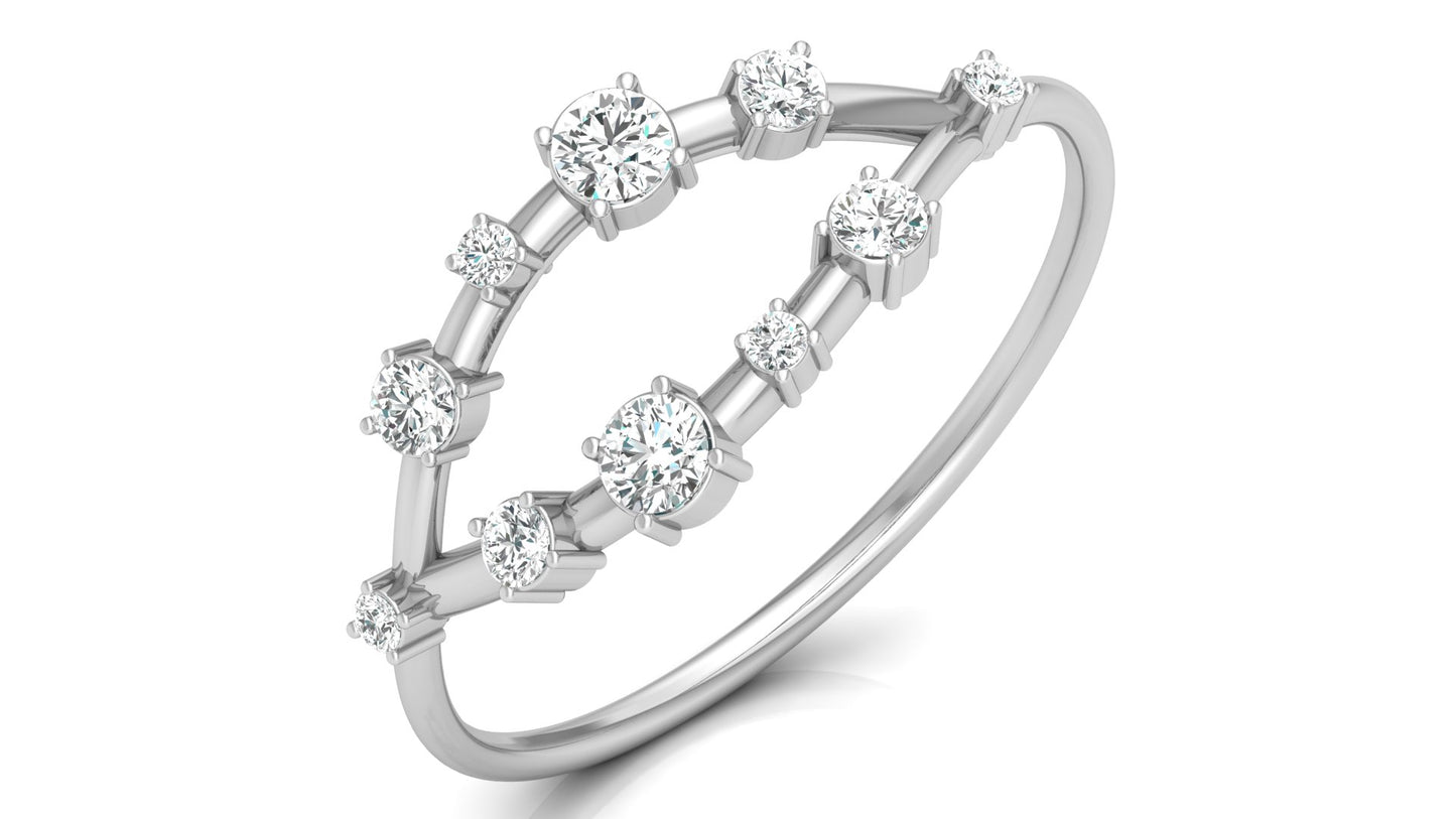 Dual Arc Diamond Ring in 9K | 14K | 18K BIS Hallmarked Yellow, Rose & White Gold with Certified Lab Grown Diamonds, Symphony of Brilliance Jewellery by Avarta