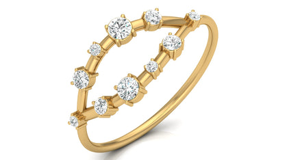 Dual Arc Diamond Ring in 9K | 14K | 18K BIS Hallmarked Yellow, Rose & White Gold with Certified Lab Grown Diamonds, Symphony of Brilliance Jewellery by Avarta