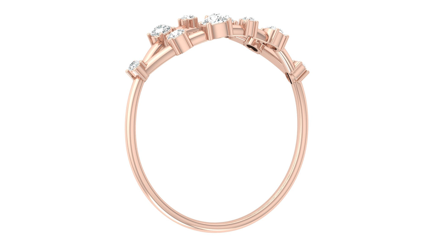 Dual Arc Diamond Ring in 9K | 14K | 18K BIS Hallmarked Yellow, Rose & White Gold with Certified Lab Grown Diamonds, Symphony of Brilliance Jewellery by Avarta