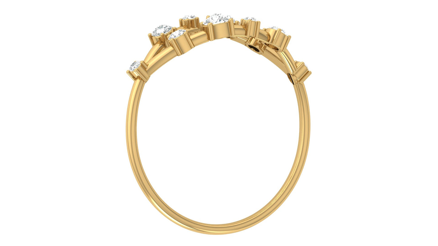 Dual Arc Diamond Ring in 9K | 14K | 18K BIS Hallmarked Yellow, Rose & White Gold with Certified Lab Grown Diamonds, Symphony of Brilliance Jewellery by Avarta