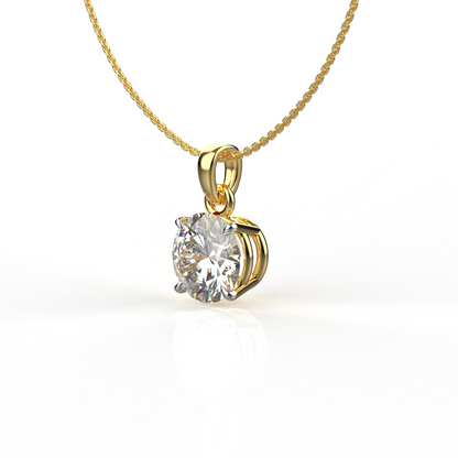 Avarta Sterling Silver 1 Carat Solitaire Pendant With Chain in Gold Polish