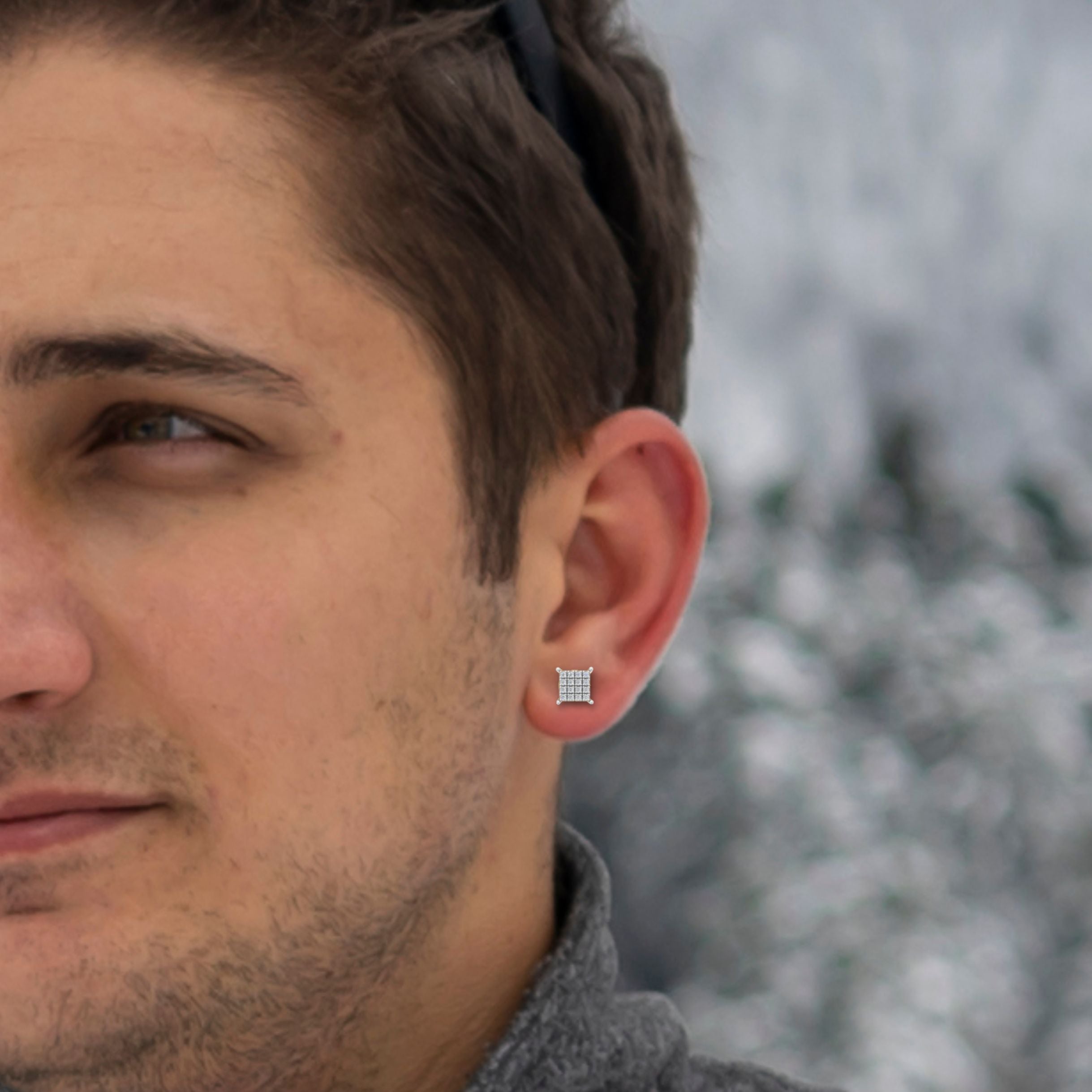 Gold Unisex Stud Earrings with Lab-Grown Diamonds – BIS Hallmarked, SGL Certified Secondary image