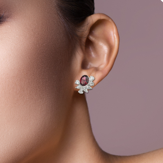 Avarta Gold Ruby Moissanite Stud Earrings