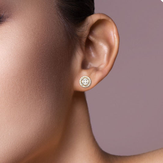 Avarta 18k Gold Marquise Halo Stud Earrings