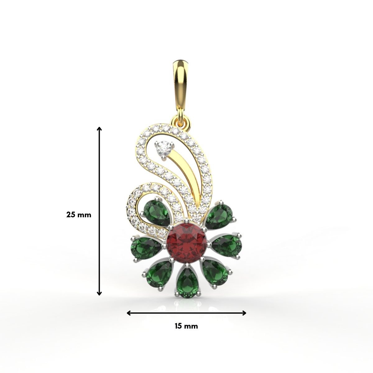 Avarta Jewellery Mystique Flower Pendant With Ruby and Emerald