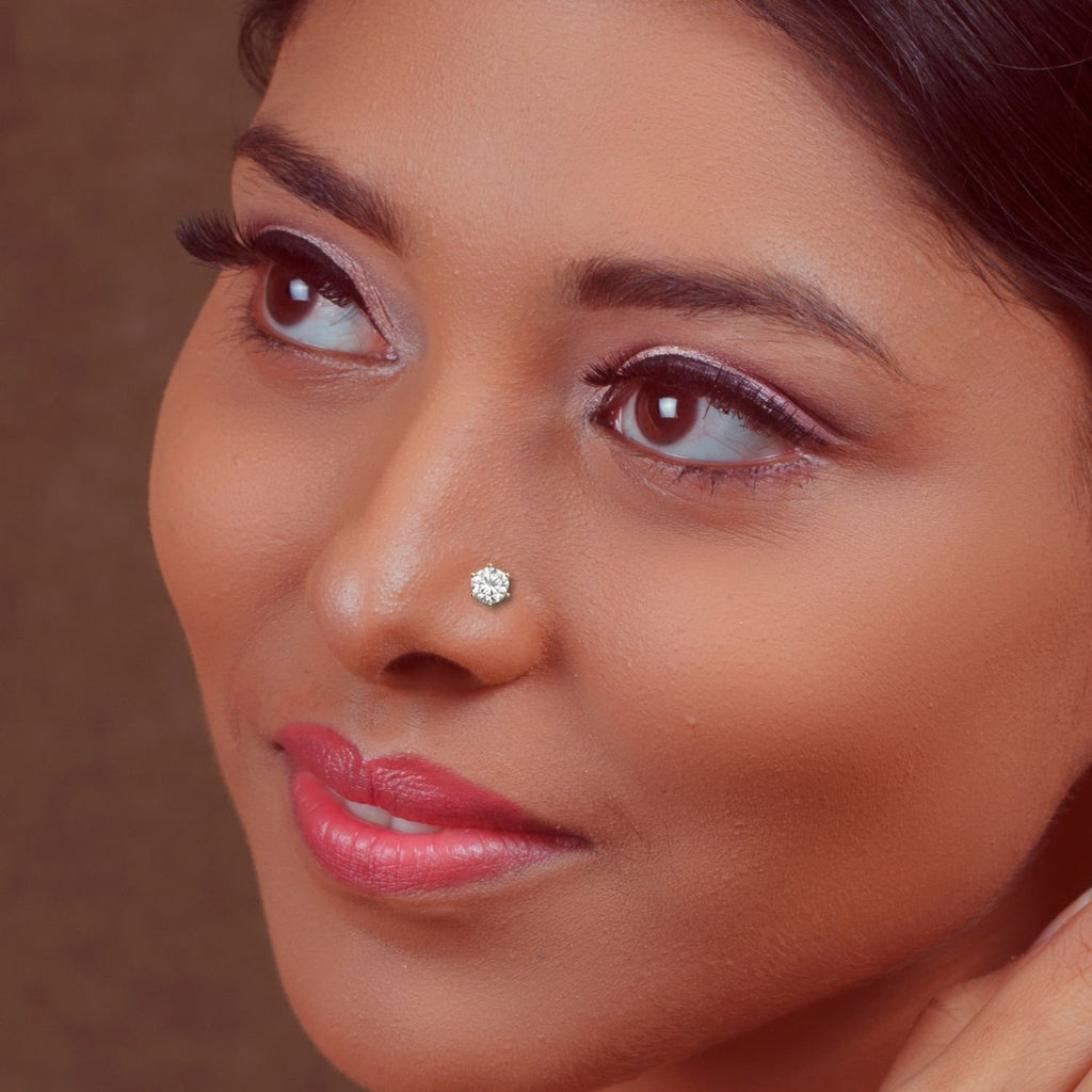 Avarta Gold 70 Cent Moissanite Solitaire Nosepin