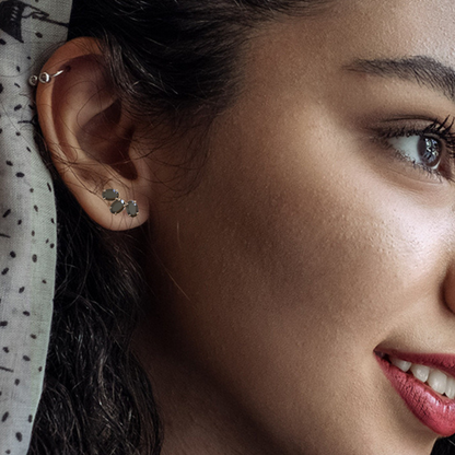 Avarta Jewellery 92.5 Sterling Silver Black American Diamond Solitaire Studs Earrings for Girls &amp; Women