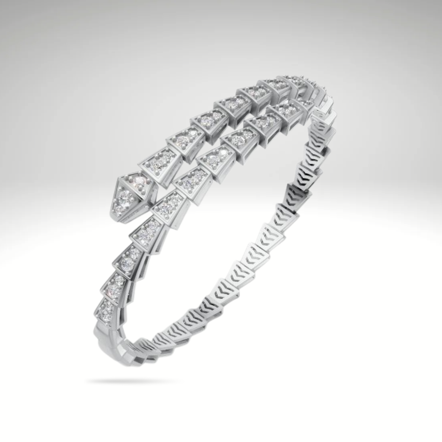 Serpenti Lab Grown & Moissanite Diamond Bracelet Sterling Silver Flexible Snake Bangle Luxury Diamond Bracelet Fine Jewelry Gift for Her