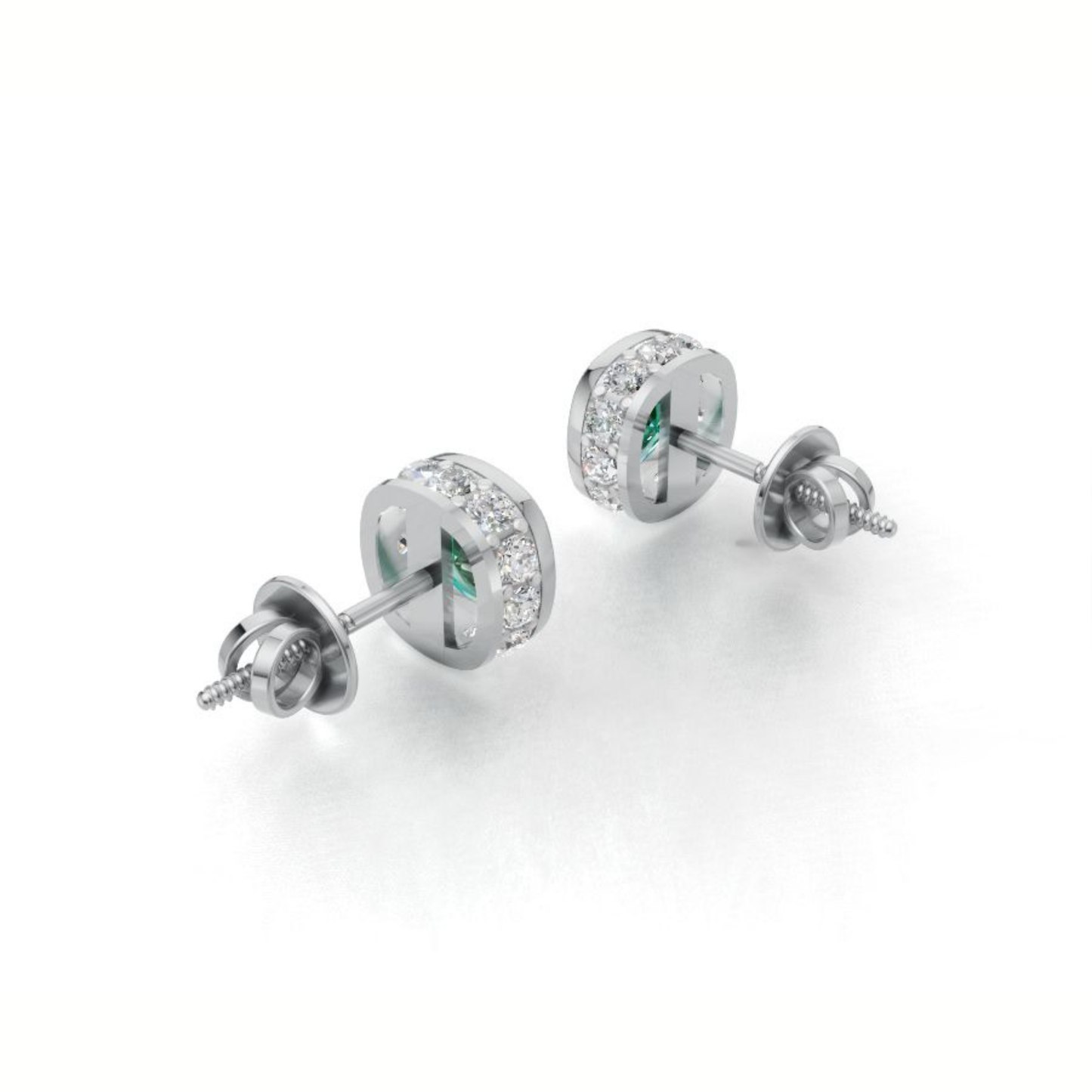 Green Goddess Energy | Sparkling Lab Grown Emerald Stud Earrings in 9K/14K/18K White Gold by Avarta Jewellery