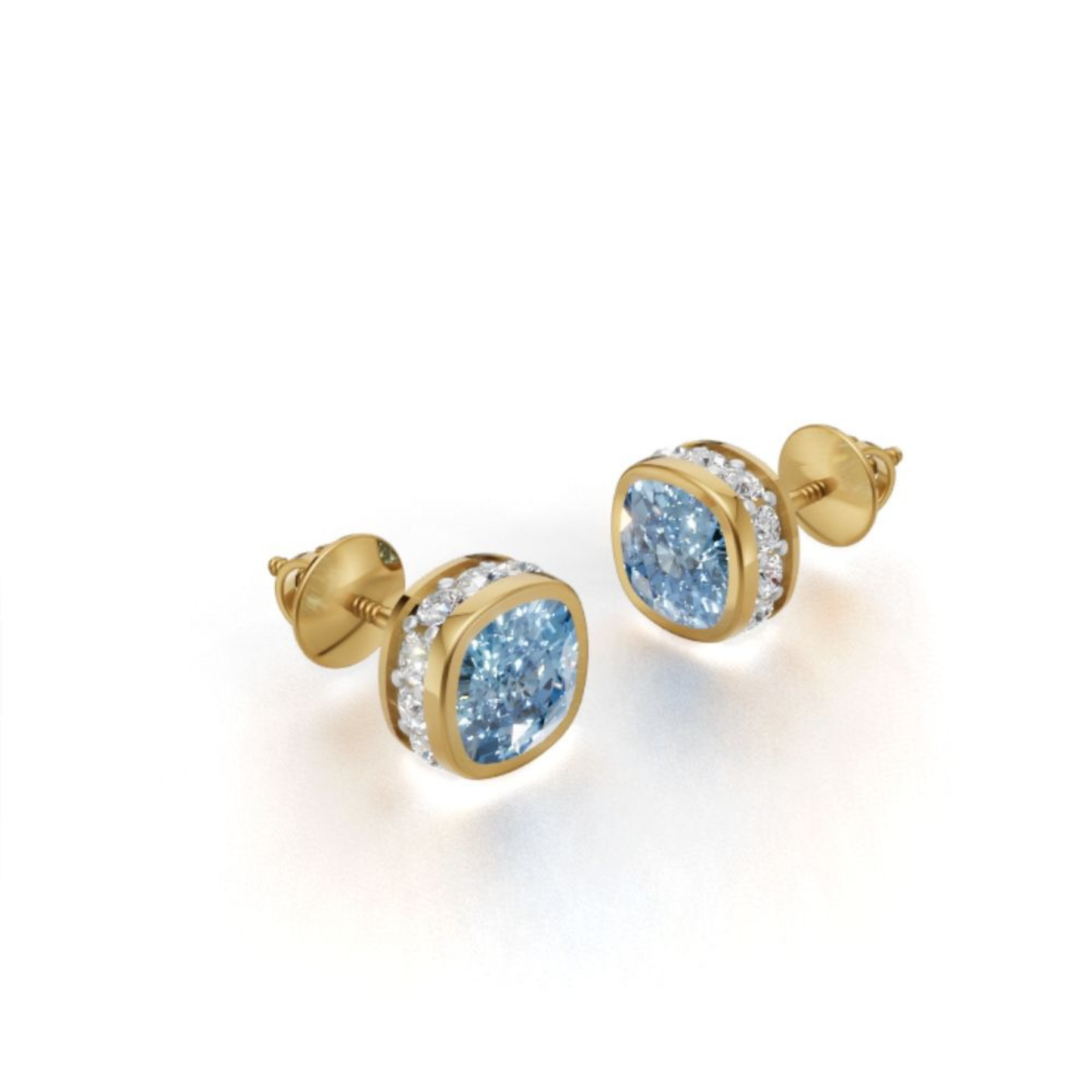 Not All Heroes Wear Crowns, Some Wear Blue Topaz Studs | 9K/14K/18K Yellow Gold Lab Grown Blue Topaz Unisex Earrings