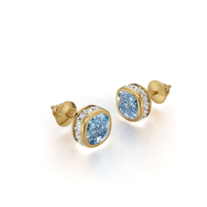 Not All Heroes Wear Crowns, Some Wear Blue Topaz Studs | 9K/14K/18K Yellow Gold Lab Grown Blue Topaz Unisex Earrings