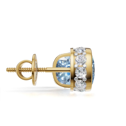 Not All Heroes Wear Crowns, Some Wear Blue Topaz Studs | 9K/14K/18K Yellow Gold Lab Grown Blue Topaz Unisex Earrings