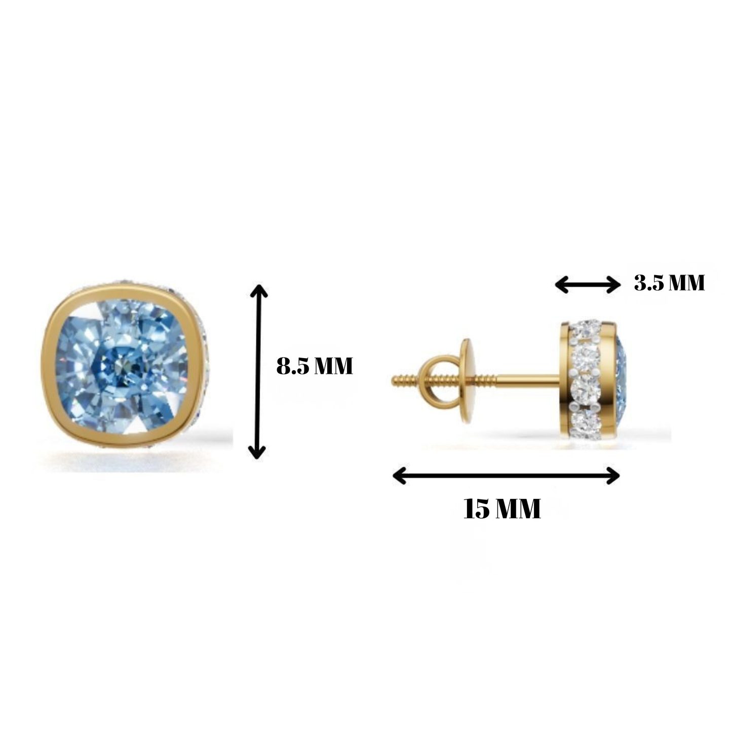Not All Heroes Wear Crowns, Some Wear Blue Topaz Studs | 9K/14K/18K Yellow Gold Lab Grown Blue Topaz Unisex Earrings