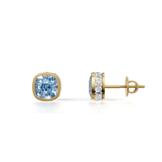 Not All Heroes Wear Crowns, Some Wear Blue Topaz Studs | 9K/14K/18K Yellow Gold Lab Grown Blue Topaz Unisex Earrings