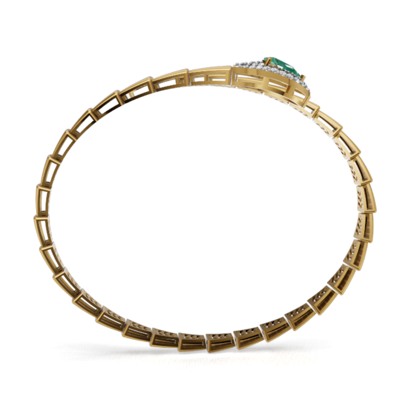 925 Sterling Silver Gold Plated Serpenti Snake Bracelet | Pear Lab Grown Emerald & Lab Grown Diamond Statement Luxury Unisex Bracelet